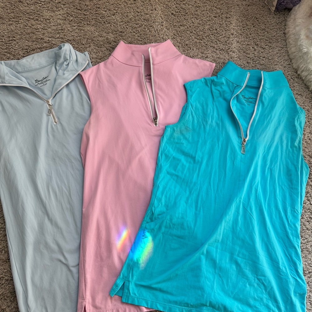 Women's Sleeveless Zip-Up Tops - Pink, Blue, and ice blue